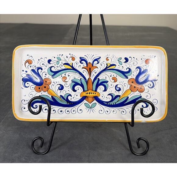 Nova Deruta Hand Painted Ceramic Serving Tray Italian Pottery 11"x5 1/2'' - Picture 1 of 8
